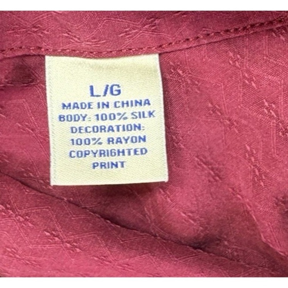 Tommy Bahama Blue Fin Lounge Marlin Silk Blend Camp Shirt Burgundy Red Large - Picture 10 of 14